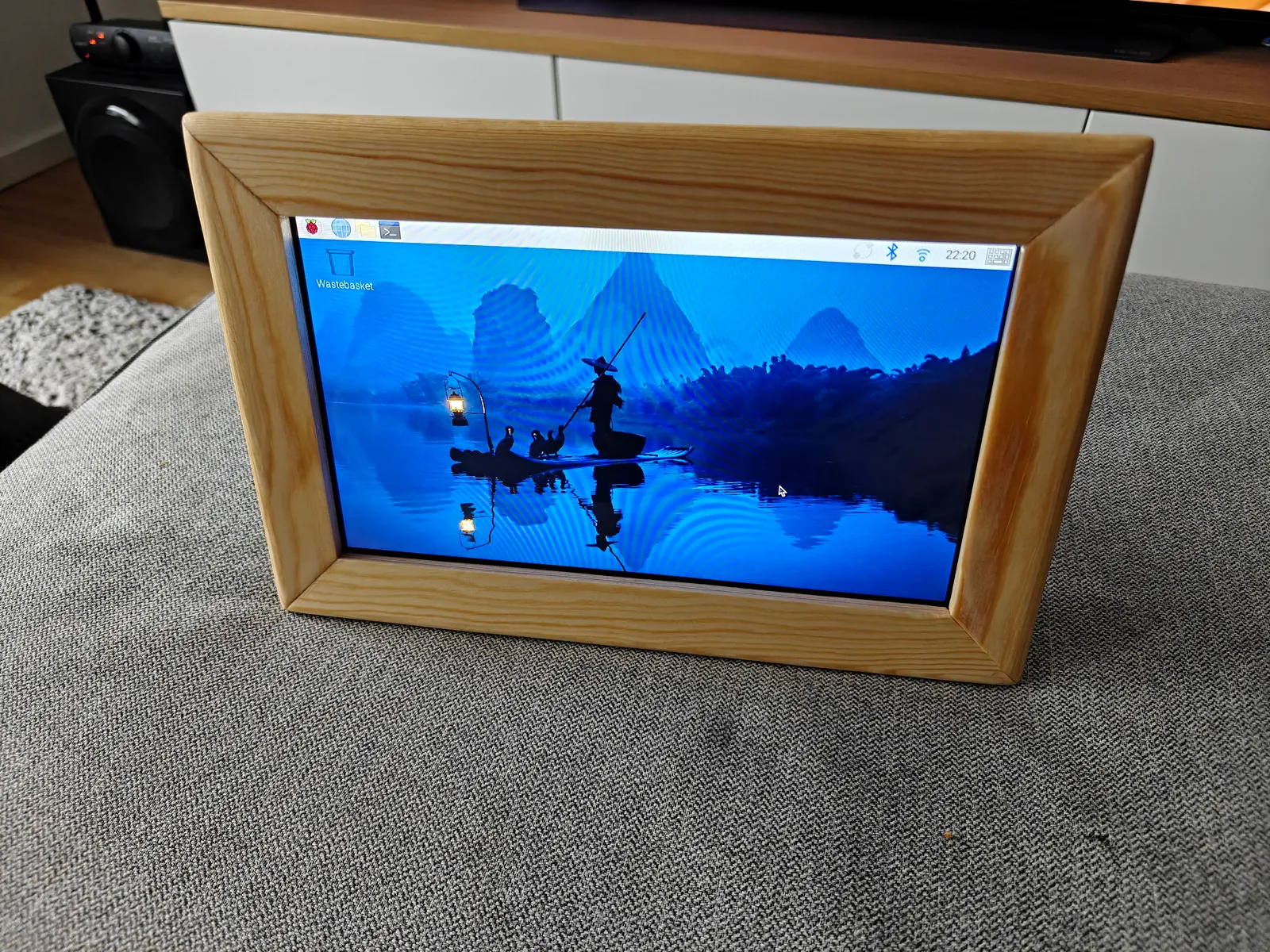 Dry-fit of the 3D Printed electronics housing mounted to the frame, from the front