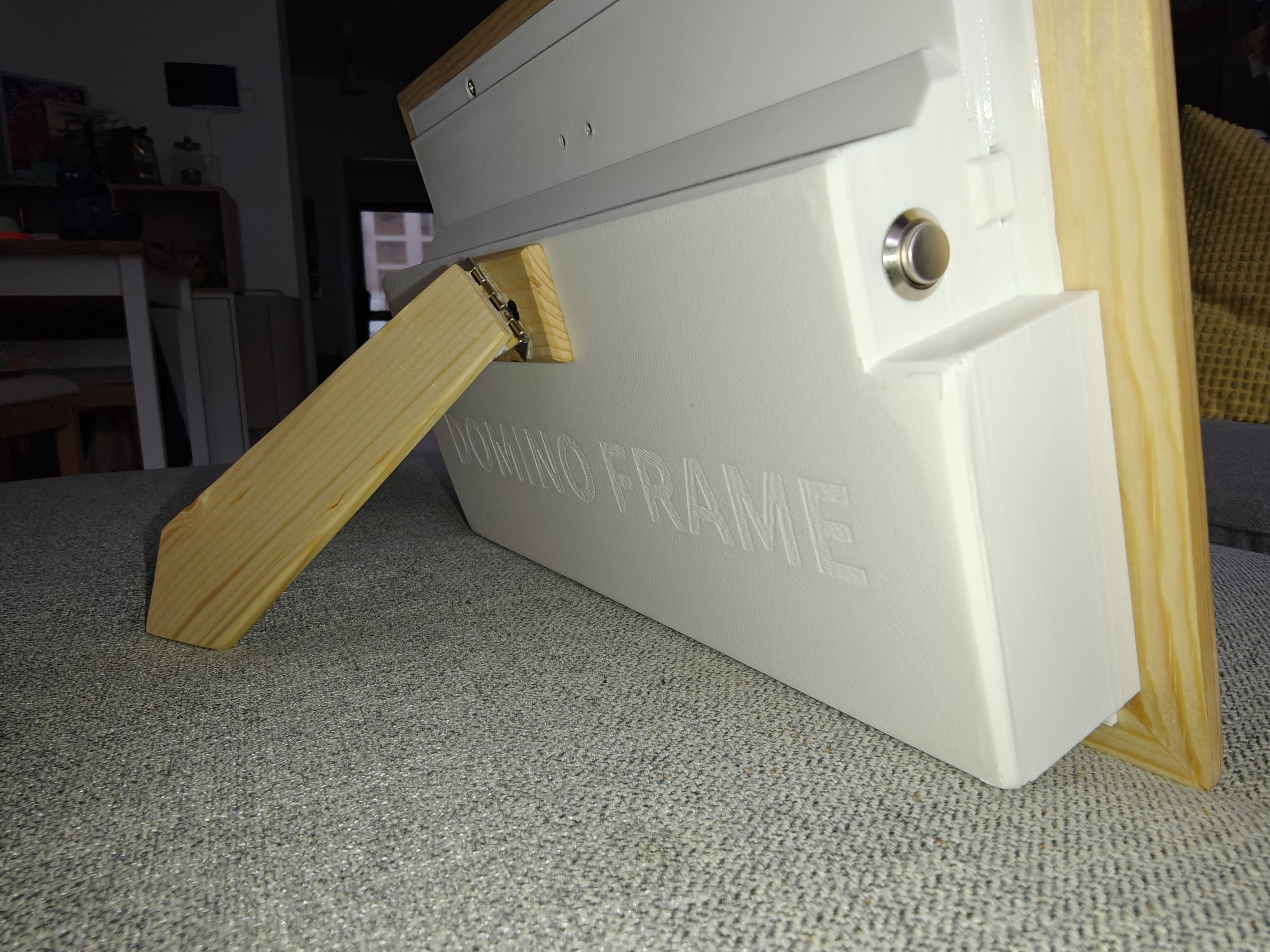 Dry-fit of the 3D Printed electronics housing mounted to the frame, from behind