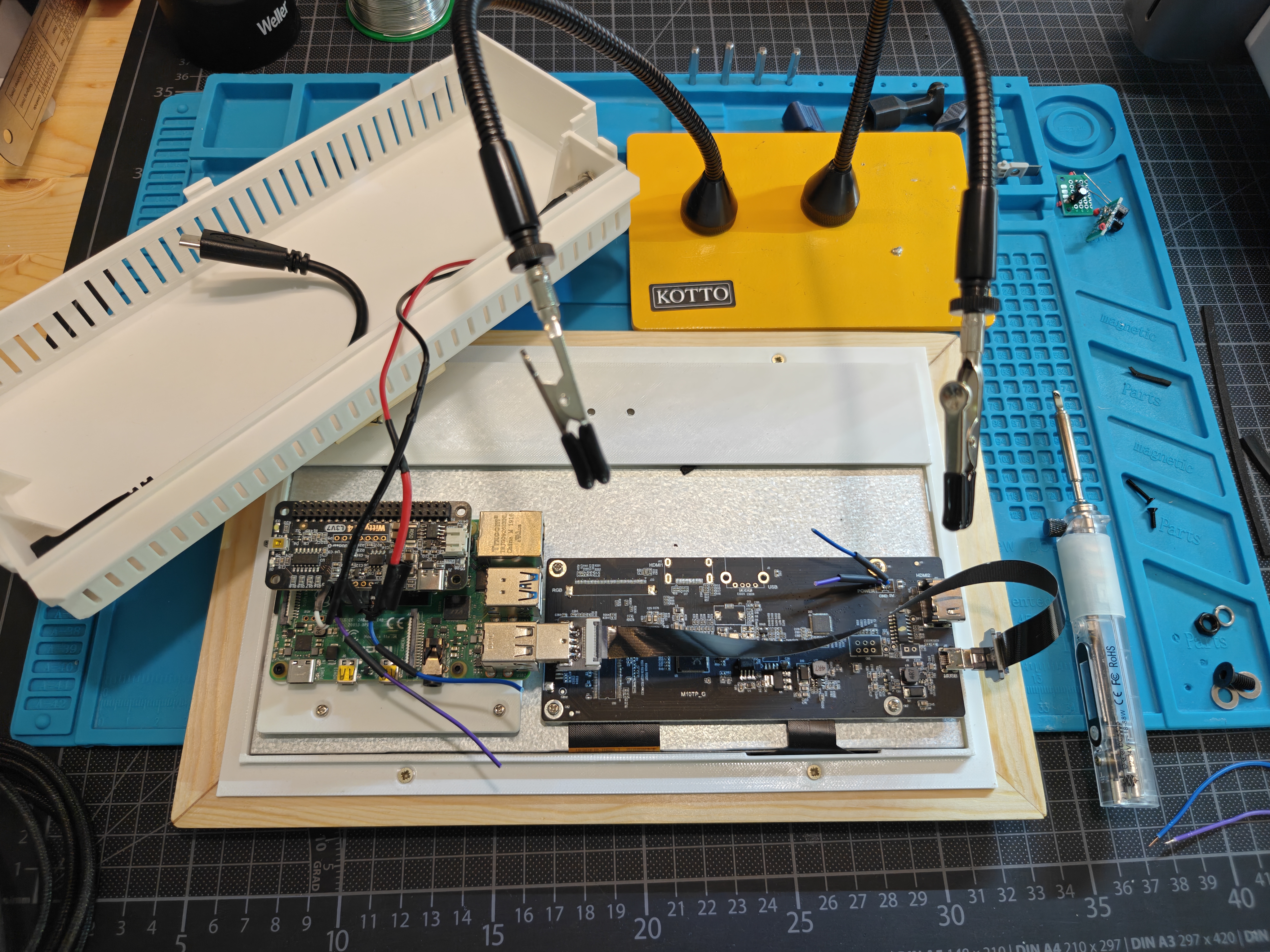 Photo of the dry-fitted electronics housing components