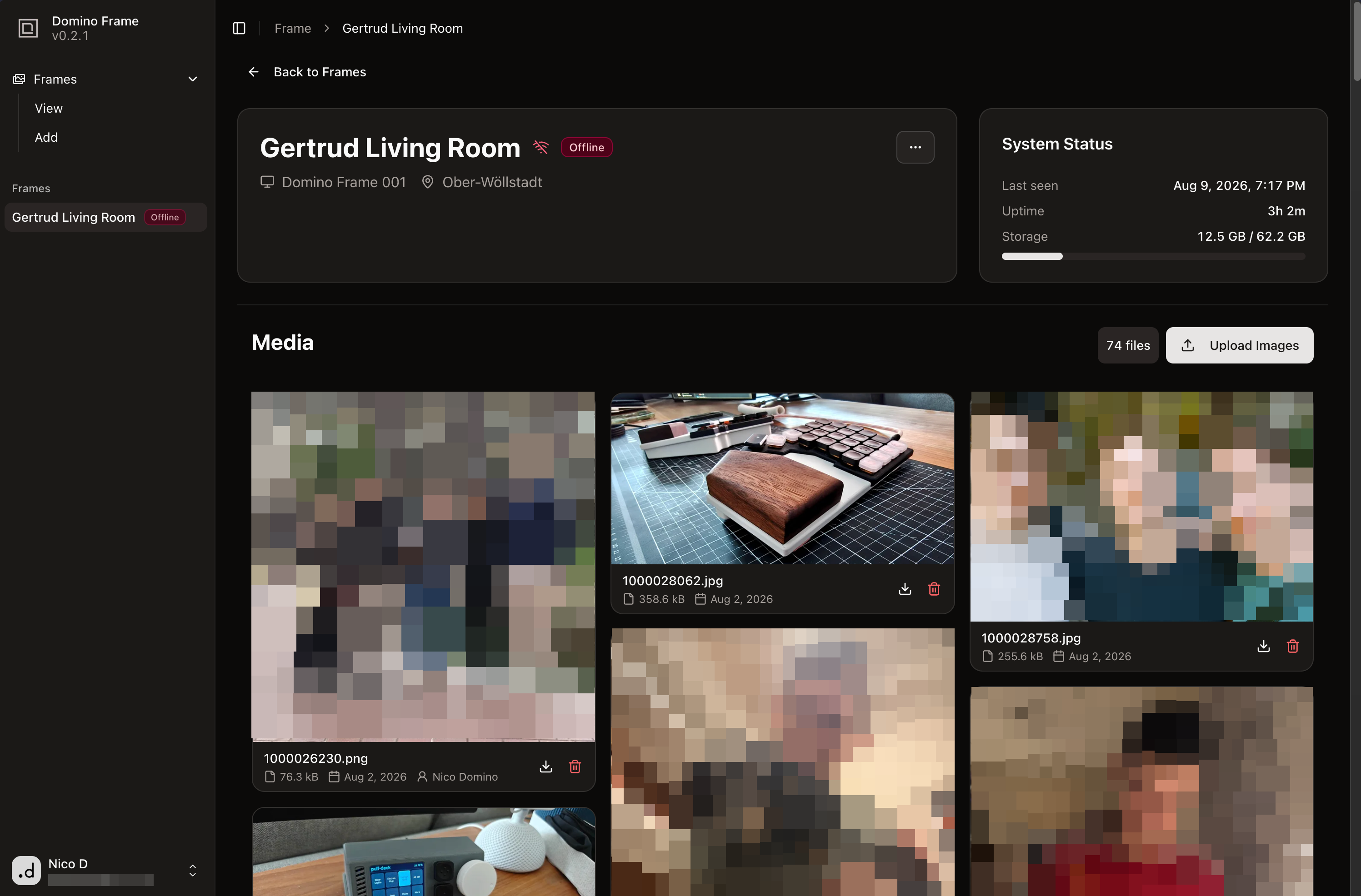 Web app media management masonry grid